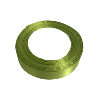 Yellowish green satin ribbon by roll - width 20 mm - length 22.86 metres