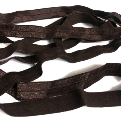 Dark brown elastic ribbon by metre - width 15 mm