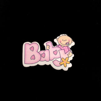 Pink yellow cream white wooden Baby - size 36 x 48 mm