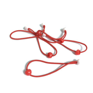 Red and white acrylic bead elastic hair ties - 5 pieces