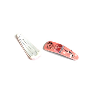 Pink white and red picture snap hair clip - size 17 x 51 mm