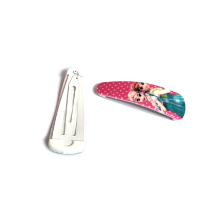 Blue and pink picture snap hair clip - size 17 x 51 mm