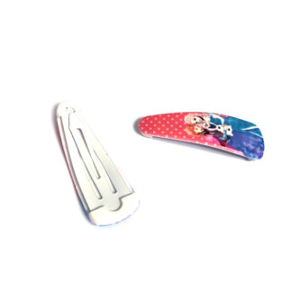 Pink and blue picture snap hair clip - size 17 x 51 mm