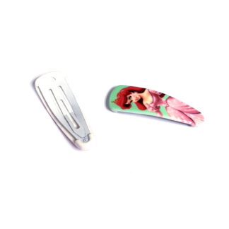 Green red and pink picture snap hair clip - size 17 x 51 mm