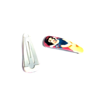 Blue yellow and pink picture snap hair clip - size 17 x 51 mm