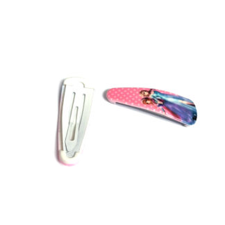 Pink and blue picture snap hair clip - size 17 x 51 mm