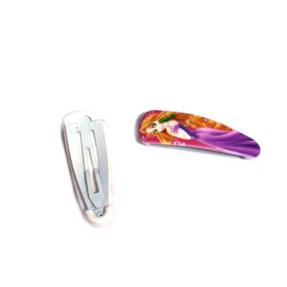 Pink yellow and purple picture snap hair clip - size 17 x 51 mm
