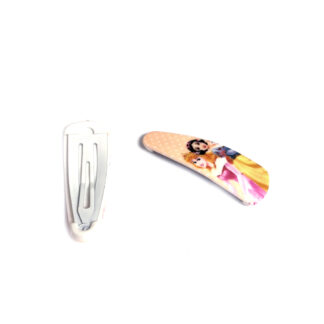 Pink yellow and blue picture snap hair clip - size 17 x 51 mm