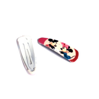 Red pink and blue picture snap hair clip - size 17 x 51 mm