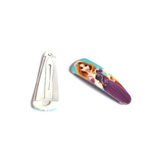 Blue yellow and purple picture snap hair clip - size 17 x 51 mm