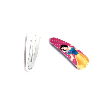 Blue yellow and pink picture snap hair clip - size 17 x 51 mm