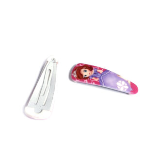 Pink and purple picture snap hair clip - size 17 x 51 mm