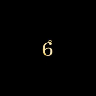 Golden metal number 6 pendants - size 9 x 15 mm - 5 pieces