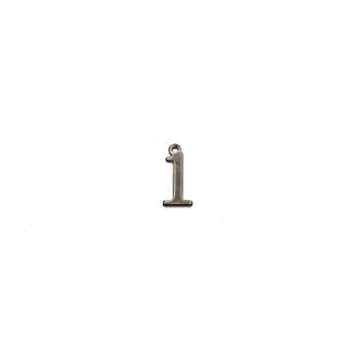Dark grey metal number 1 pendants - size 7 x 16 mm - 5 pieces