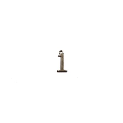 Dark grey metal number 1 pendants - size 7 x 16 mm - 5 pieces
