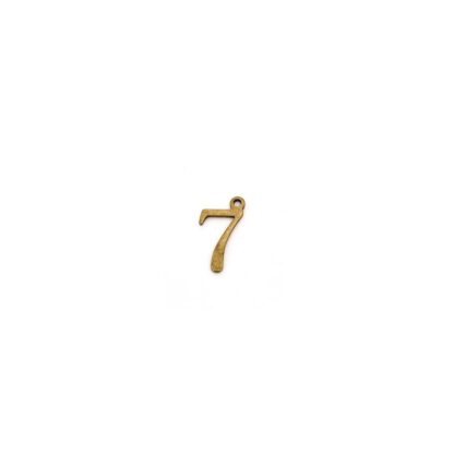 Brass metal number 7 pendants - size 9 x 16 mm - 5 pieces