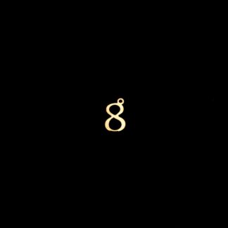 Golden metal number 8 pendants - size 9 x 16 mm - 5 pieces
