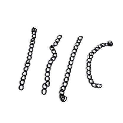 Black metal chain extender - width 4 mm - length 70 mm - 4 pieces