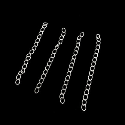 Silvery white metal chain extender - length 70 mm - 4 pieces