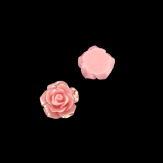 Flat-back pink rose with iridescent petals cabochons - size 8 x 20 mm - 2 pieces