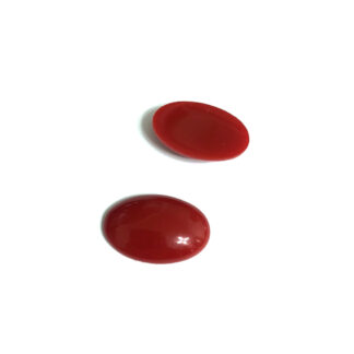Flat oval red plastic cabochons - size 20 x 30 mm - 2 pieces