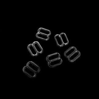 Bra strap adjustment transparent plastic buckle - size 12 x 13 mm - 6 pieces