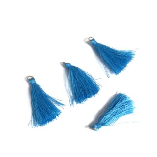 Light blue tassel with metal ring - length 45 mm - 4 pieces