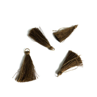 Brown tassel with metal ring - length 43 mm - 4 pieces