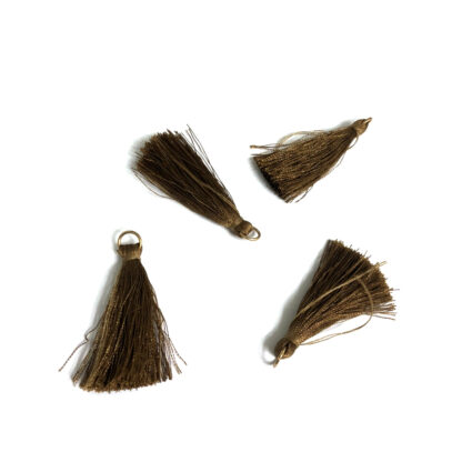 Brown tassel with metal ring - length 43 mm - 4 pieces