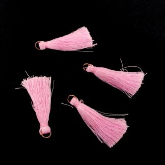 Light pink tassel with metal ring - length 45 mm - 4 pieces