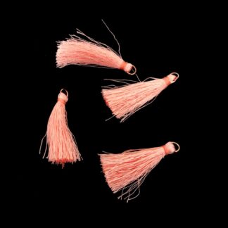 Orange pink tassel with metal ring - length 48 mm - 4 pieces