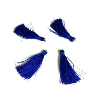 Royal blue tassel with metal ring - length 47 mm - 4 pieces