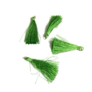 Yellowish green tassel with metal ring - length 48 mm - 4 pieces