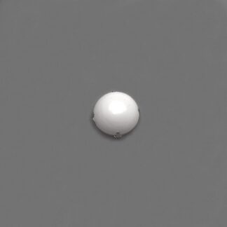 White cabochon dome silvery metal base sew-on rhinestone - diametre 25 mm