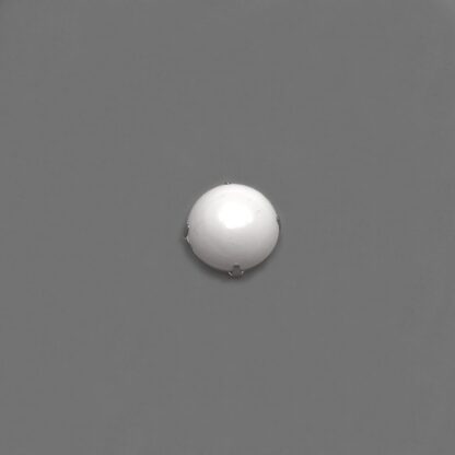 White cabochon dome silvery metal base sew-on rhinestone - diametre 25 mm