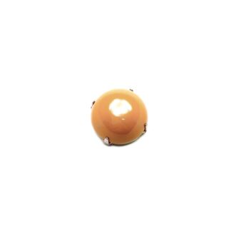 Greyish orange cabochon dome silvery metal base sew-on rhinestone - diametre 24 mm