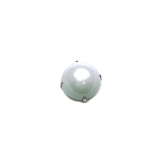 Greyish light green cabochon dome silvery metal base sew-on rhinestone - diametre 25 mm