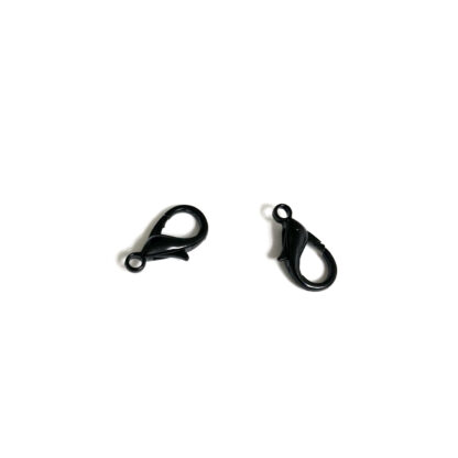 Black metal lobster clasps - size 10 x 18 mm - 2 pieces