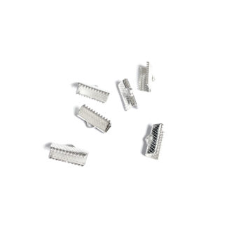 Silvery metal ribbon clamps - width 16 mm - 6 pieces