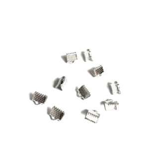 Silvery metal ribbon clamps - width 8 mm - 10 pieces