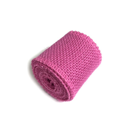 Pink burlap roll - width 60 mm - 2 metres