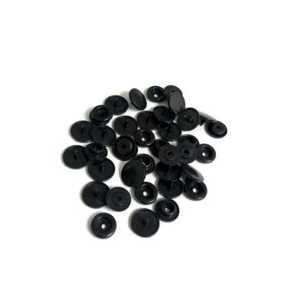 Round black plastic snap buttons - diametre 10 mm - 10 sets