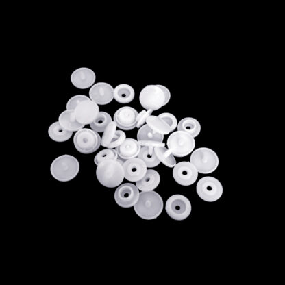 Round white plastic snap buttons - diametre 10 mm - 10 sets