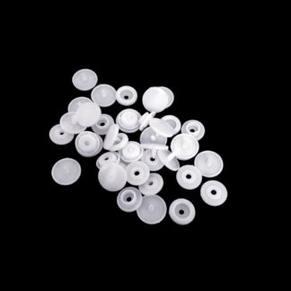 Round white plastic snap buttons - diametre 12 mm - 10 sets