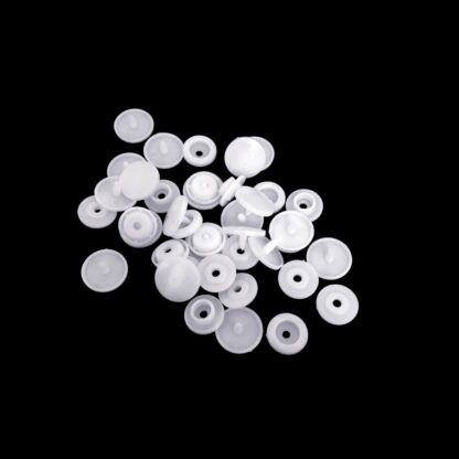 Round white plastic snap buttons - diametre 12 mm - 10 sets