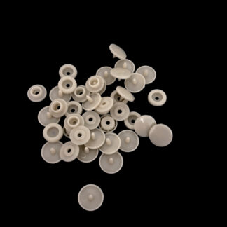 Round cream plastic snap buttons - diametre 12 mm - 10 sets