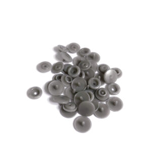 Round grey plastic snap buttons - diametre 12 mm - 10 sets