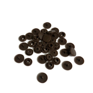 Round dark brown plastic snap buttons - diametre 12 mm - 10 sets