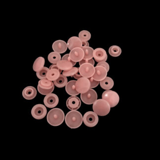 Round reddish light pink plastic snap buttons - diametre 12 mm - 10 sets