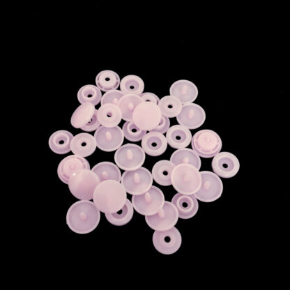 Round light pink plastic snap buttons - diametre 12 mm - 10 sets